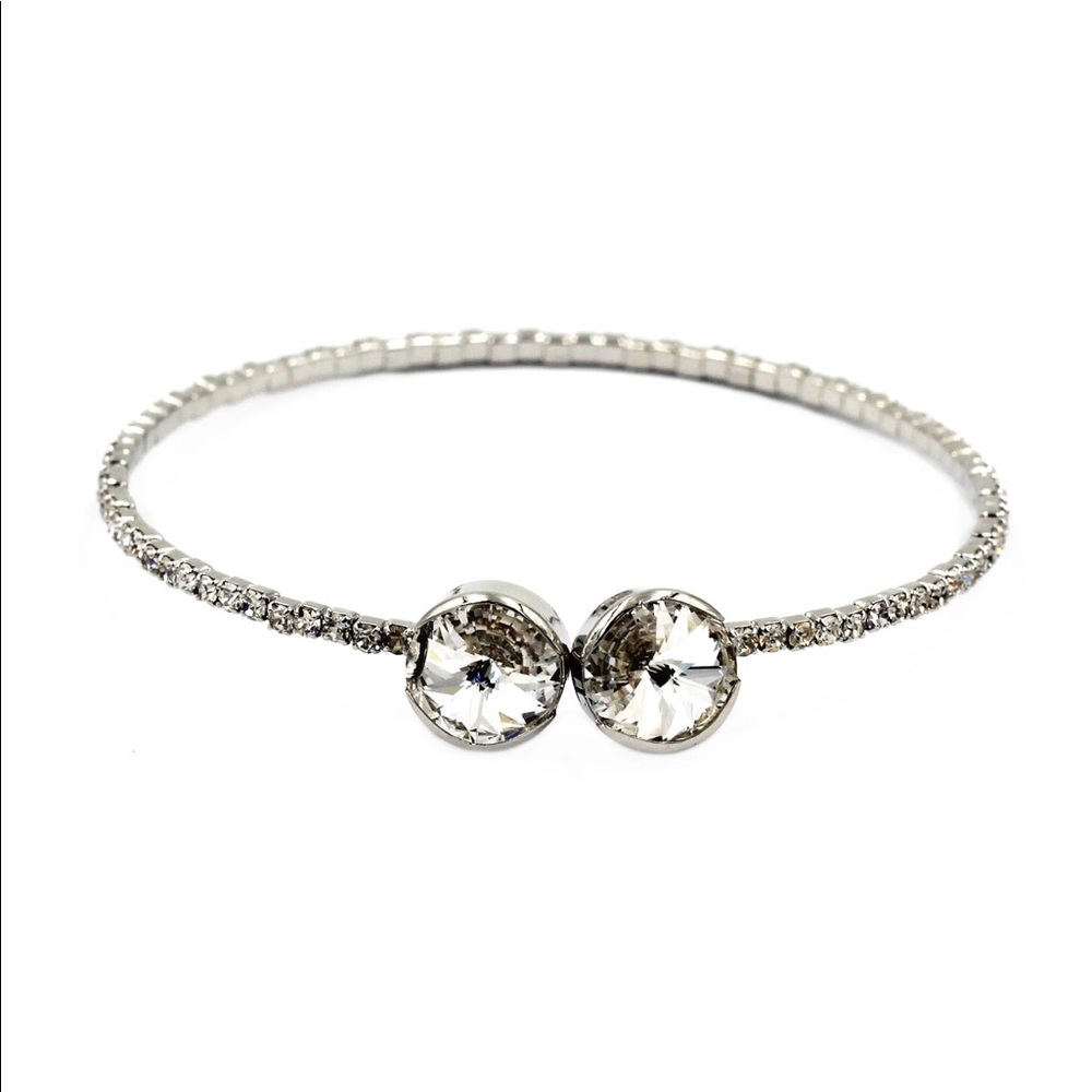Simple silver circlet crystal bracelet